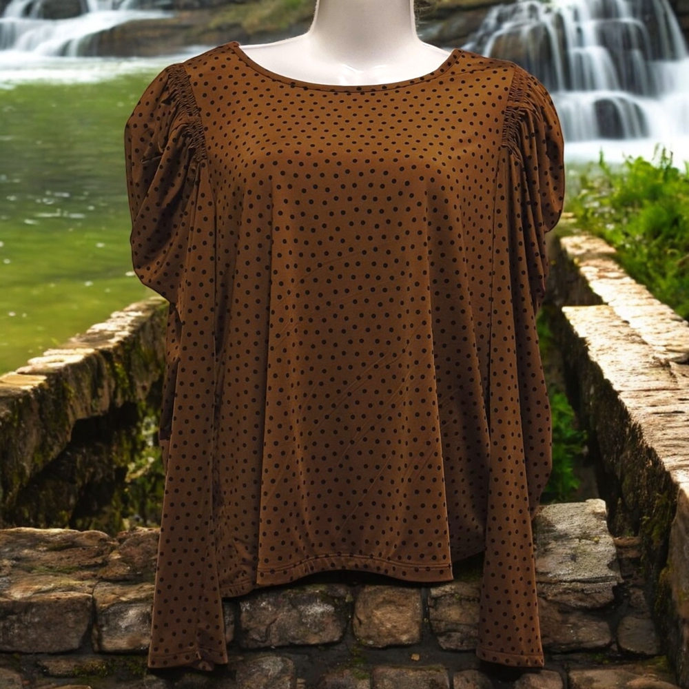 Express Brown Polka Dot Blouse